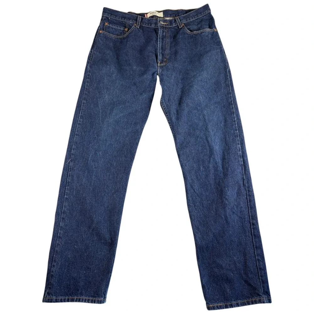 Levis 505 Regular Fit Jeans Mens 38x34 Dark Wash Straight Leg Vintage Denim